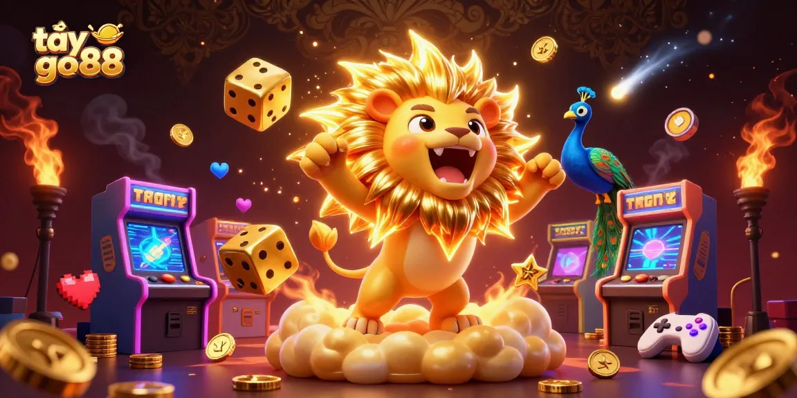 Experience excitement with tải go88 in a vibrant 3D casino world featuring a roaring sun lion.
