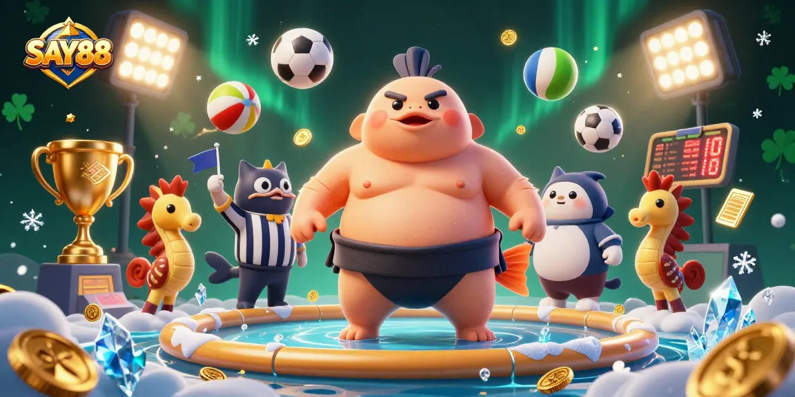 SAY88 offers a lively underwater casino experience with dynamic sports betting action and vibrant characters.