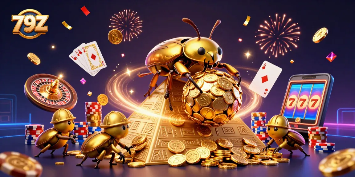 Experience the thrill of 79Z online gambling with vibrant casino elements in a 3D scene.