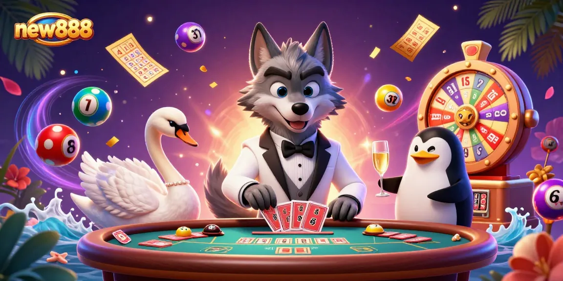 Experience thrilling action at new888 with a vibrant casino scene featuring dynamic characters and engaging elements.