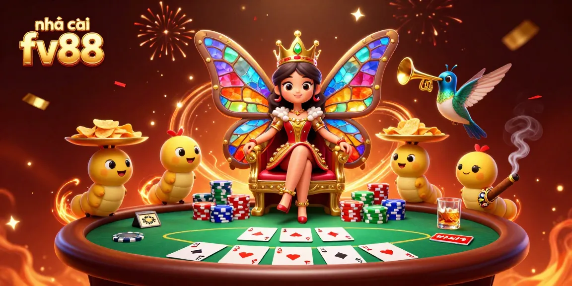 Play exciting games at nhà cái fv88 with a vibrant scene of characters and casino elements