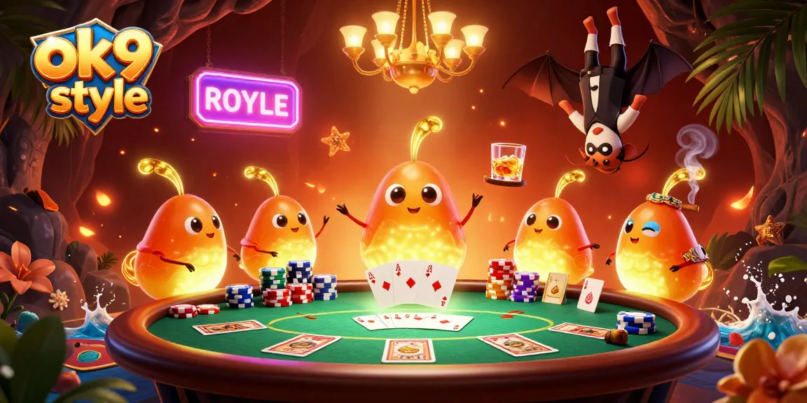Experience vibrant online gaming excitement at ok9 style casino, featuring glowworms illuminating a dynamic poker scene.