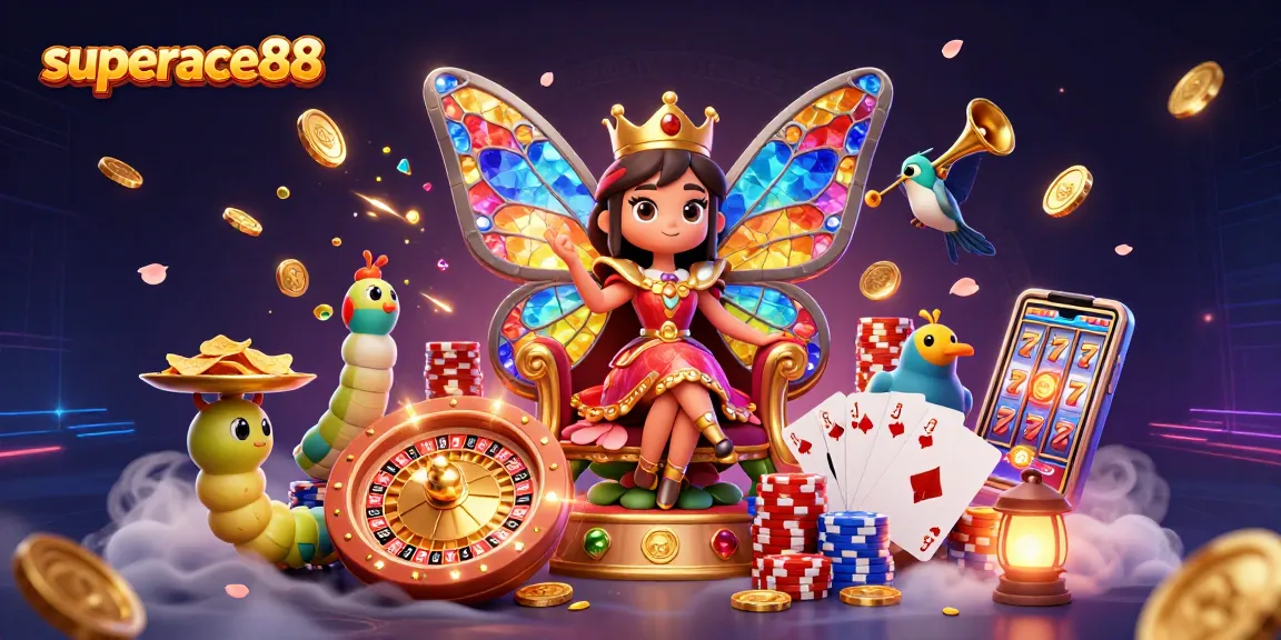Experience the thrill of gaming at superace88 with vibrant casino elements and enchanting characters.