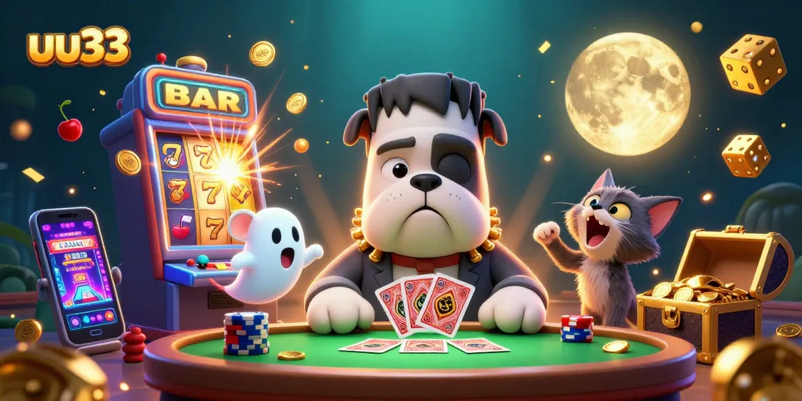 uu33 offers an exciting casino experience with high-stakes card dealing and vibrant slot elements.