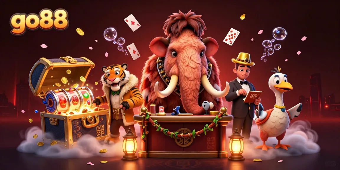 Join go88's vibrant casino scene with colorful treasures and dynamic game elements.
