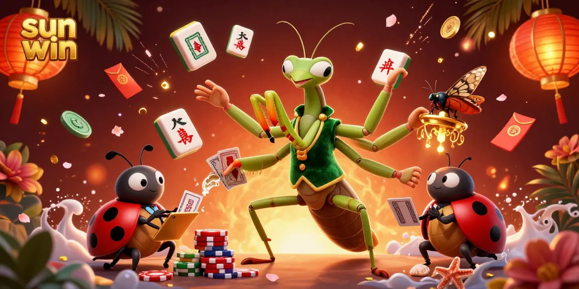 Experience the excitement of sun win with a vibrant casino scene featuring dynamic characters and gaming elements.