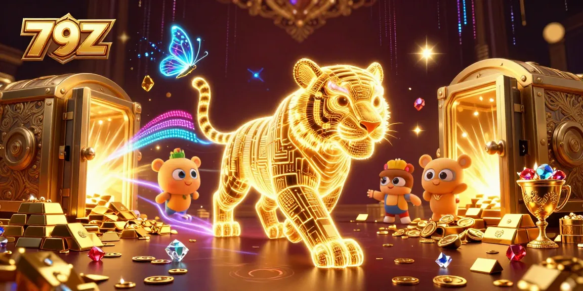 Experience thrilling wins at 79Z with a golden tiger in a vibrant casino
