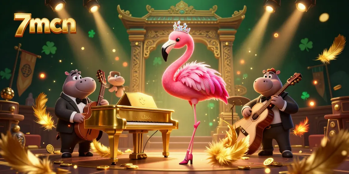 Experience live action at 7mcn with vibrant casino characters in a dynamic gaming atmosphere.
