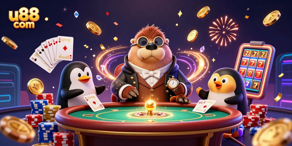 Experience excitement at u88 com with an underwater poker scene featuring unique sea creature characters.