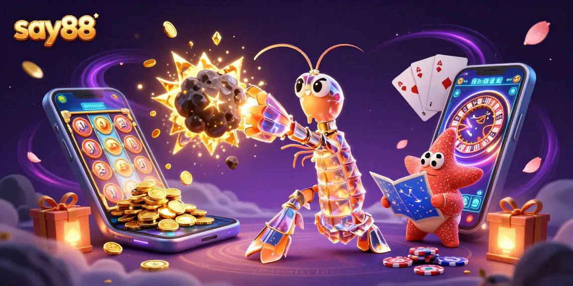 Experience the thrill of Say88 with vibrant slot games, golden coins, and dynamic characters.