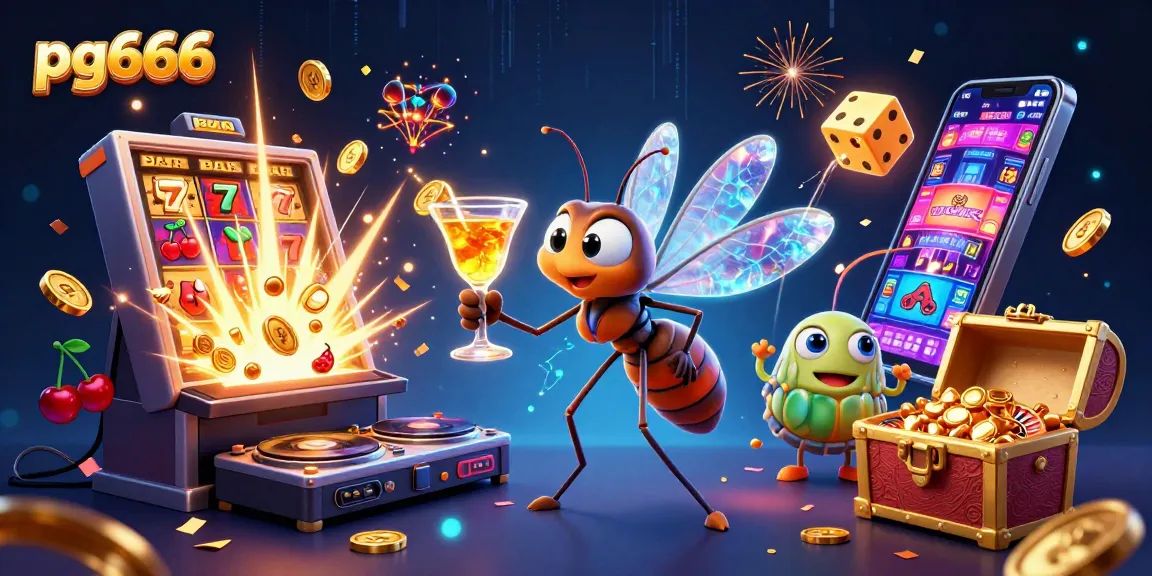 Experience pg666 entertainment with a dynamic casino-themed illustration featuring lively characters and jackpot elements.