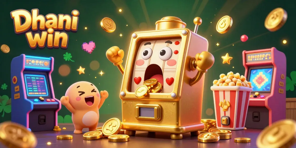 Dhani win showcases a golden slot machine winning its jackpot amidst cheering baby slots, enriching the gaming experience.