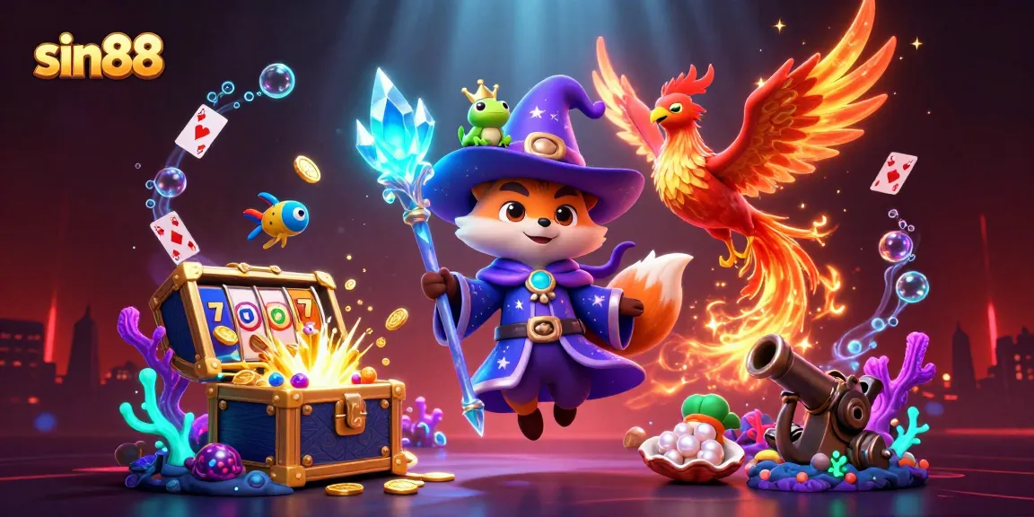Experience thrilling gameplay with sin88's vibrant 3D fantasy casino scene featuring unique characters and elements.