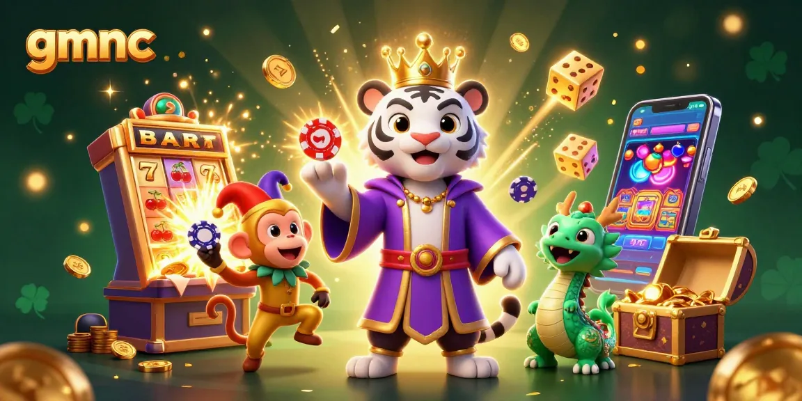 Experience the excitement of gmnc’s lively casino scene featuring a magical white tiger and playful monkey.