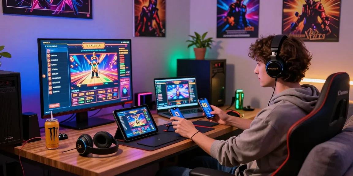 Pengguna GEGESLOT bermain slot digital dengan berbagai perangkat dalam suasana gaming yang nyaman.