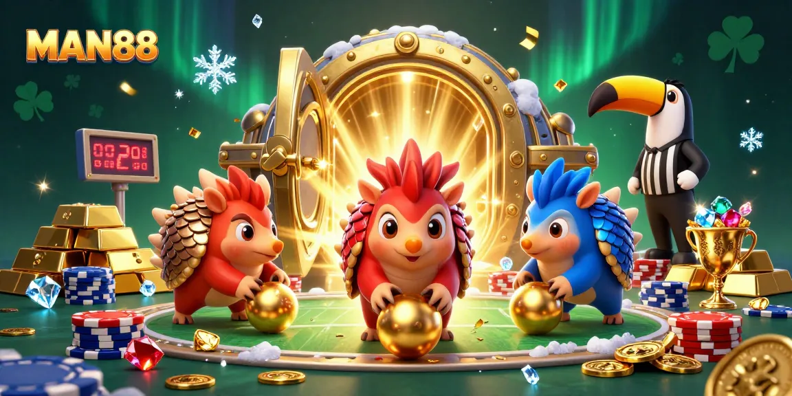 Experience MAN88 with rival pangolins bowling through poker chips in an exciting casino adventure