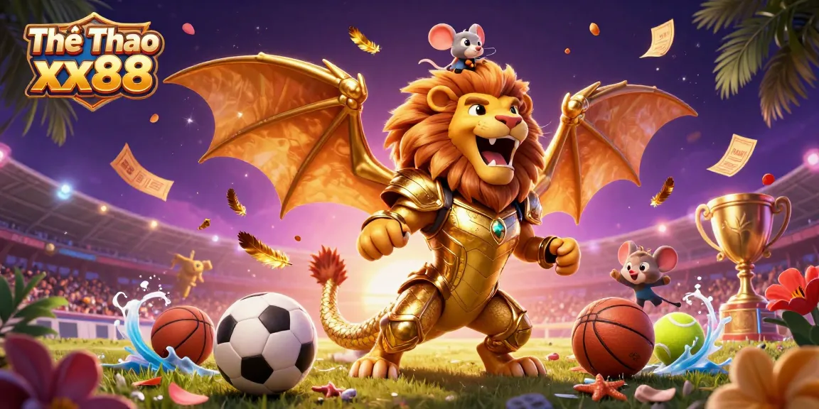 Experience thrilling sports betting with Thể Thao xx88 in this dynamic, colorful 3D illustration.