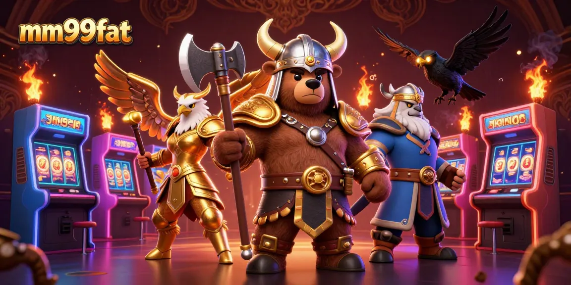 Join the thrilling action with mm99fat's vibrant slot gaming scene featuring unique 3D characters.