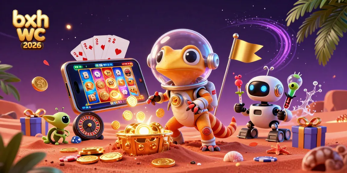 Engage with the bxh wc 2026 landscape featuring a playful Martian gecko amid exciting slot games.