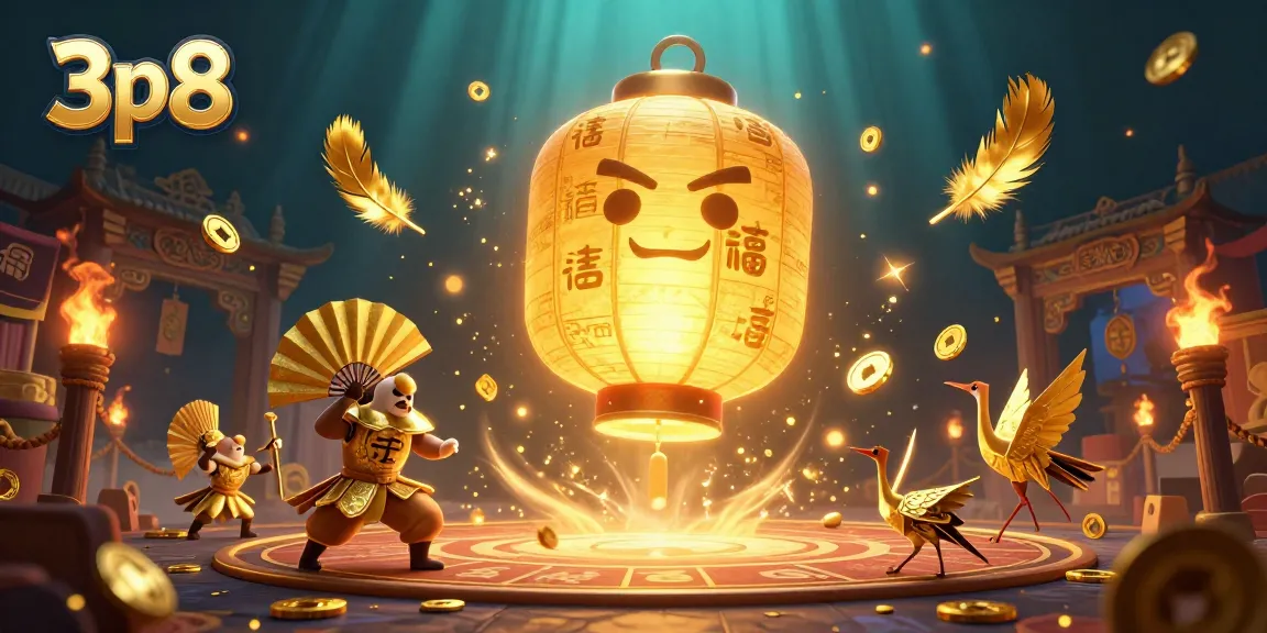 Engage in exciting gaming with the vibrant 3p8-themed lantern spirit at a night market casino.