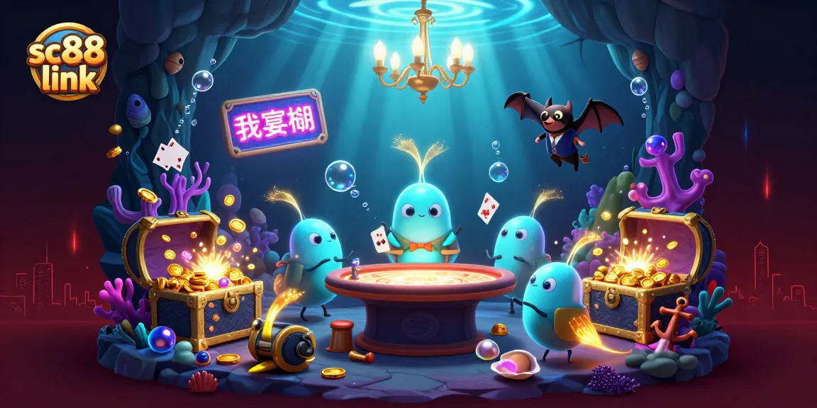 Experience the excitement of sc88 link with glowing characters in an animated underground casino scene.